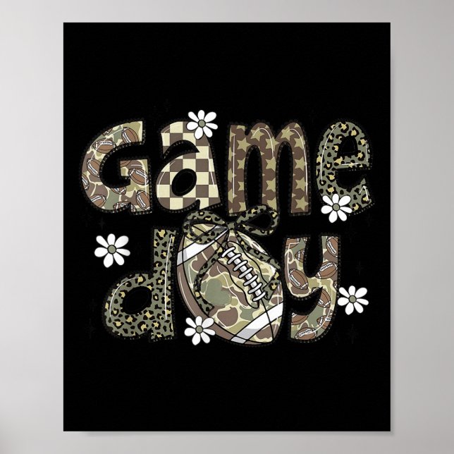 Affiche Lace Football Coquette Bow Camouflage Checkered Ga (Devant)