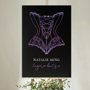 Affiche Lace Lingerie Boutique Logo Black Purple