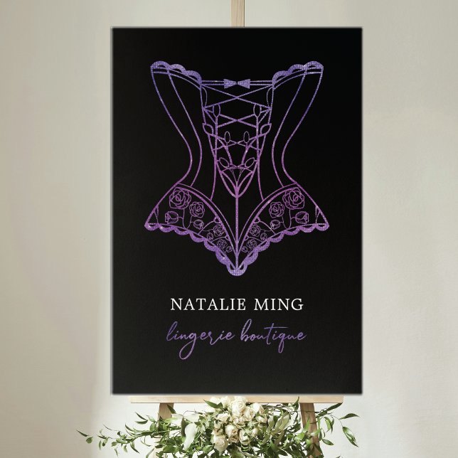 Affiche Lace Lingerie Boutique Logo Black Purple (Créateur téléchargé)