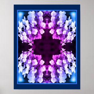 Affiche Lacecap Hydrangea Noir Blanc teint Abstrait