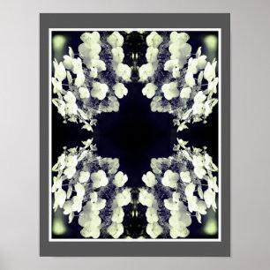 Affiche Lacecap Hydrangea Noir Et Blanc Abstrait