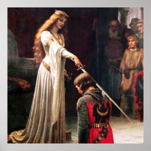 Affiche « L'Acolade » Peinture médiévale d'Edmund Blair L