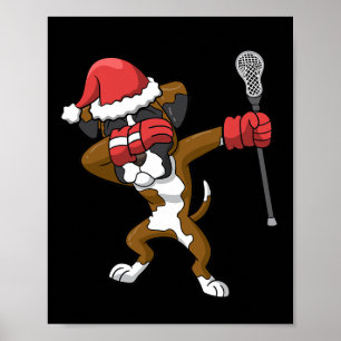 Affiche Lacrosse Dabbing Boxe Chien Lax Sports de Noël