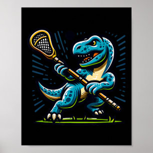 Affiche Lacrosse Dinosaure Sport Tendance Rétro Drôle Pour