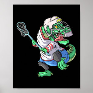 Affiche Lacrosse Dinosaure T Rex Avec Bâton De Lacrosse Dr