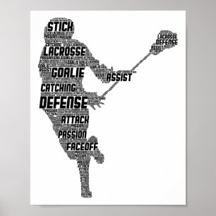 Affiche Lacrosse Joueur Jeunes Enfants Hommes Garçons