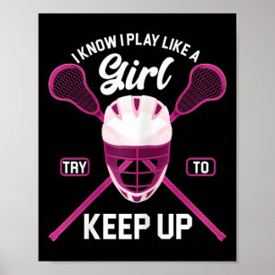 Affiche Lacrosse Joueuse fille lessive bâton crosse