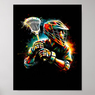 Affiche Lacrosse Joueuse Illustration Jeunes Garçons Fille