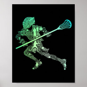Affiche Lacrosse Lax Joueur Athlète Entraîneur sportif Équ