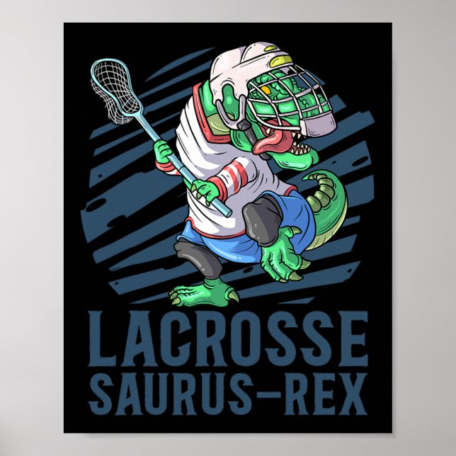 Affiche Lacrosse-o-saurus T Rex Dinosaure Avec Bâton de La (Devant)