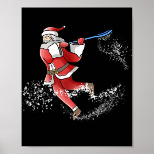 Affiche Lacrosse Père Noël Cool de Noël Lax Sport laide X-