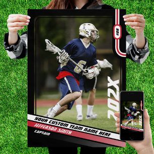 Affiche Lacrosse Player cadeau personnalisé en rouge