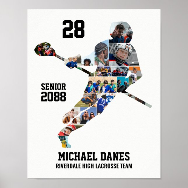 Affiche Lacrosse Player Custom Sports Photo Collage (Devant)