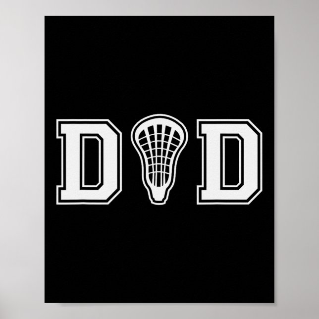 Affiche Lacrosse Pour Papa Avec Lessix Stick Head Cadeau (Devant)