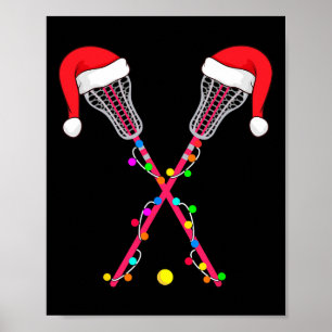 Affiche Lacrosse Santa Hat Christmas Lights Funny Sport Xm