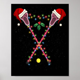 Affiche Lacrosse Santa Hat Noël Lumières Sport
