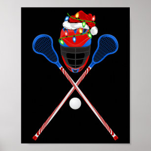 Affiche Lacrosse Sports Amoureux Xmas Santa Hat Lacrosse C