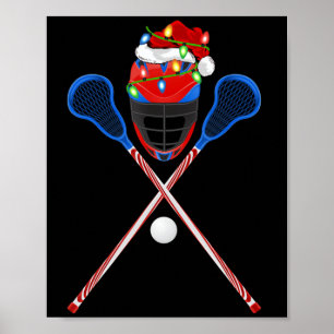 Affiche Lacrosse Sports Amoureux Xmas Santa Hat Lacrosse C