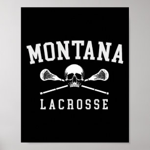 Affiche Lacrosse Vintage Montana Crâne Et Os Croix