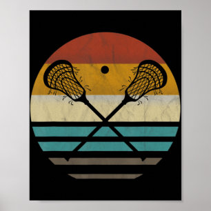 Affiche Lacrosse Vintage Retro Lacrosse Stick Sun Cadeau