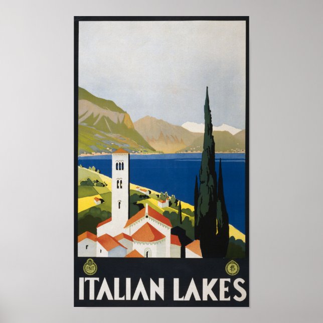 Affiche Lacs italiens vintages (Devant)