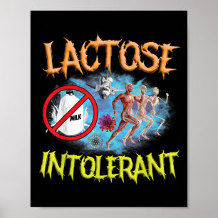 Affiche Lactose Intolérant Ironique Sarcastique Funny Humo