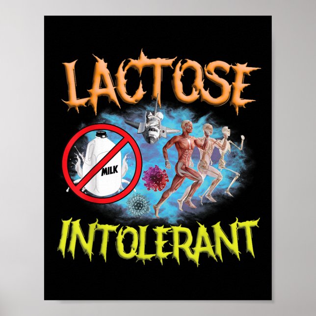 Affiche Lactose Intolérant Ironique Sarcastique Funny Humo (Devant)
