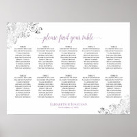 Lacy 10 Table Wedding Seating Chart White Lavender