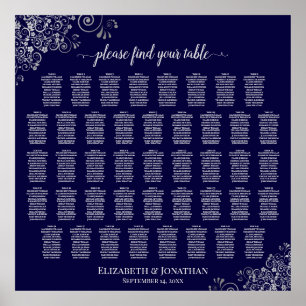 Affiche Lacy Navy Blue & Silver 43 Table Seating Chart