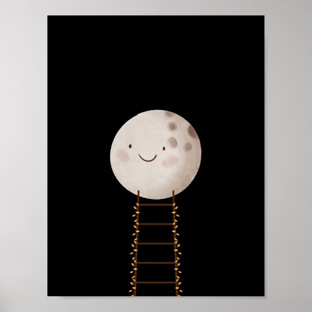 Affiche Ladder With Fairy Lights To The Moon Nursery (Devant)