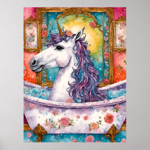 Affiche L'adorable licorne dans le bain