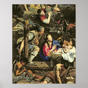 Affiche L'adoration des bergers, 1612 (huile sur le canva