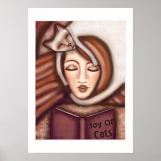 Affiche Lady And Her Siamese Cat Art Print