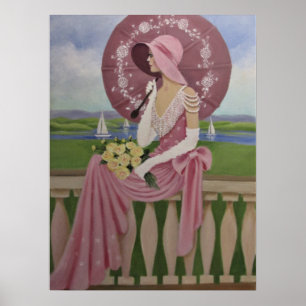 AFFICHE LADY AVEC UN PARASOL