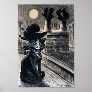 Affiche Lady Cat sur le Toit, Louis Wain