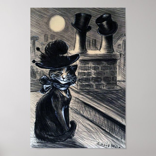 Affiche Lady Cat sur le Toit, Louis Wain (Devant)