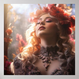 Affiche Lady de la couronne de fleurs