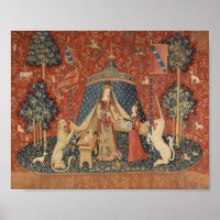 Lady Et La Licorne Moyen Age Tapisserie Vintage