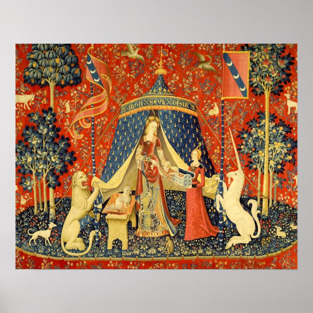 Affiche Lady et l'art de la Tapisserie médiévale Unicorn (Devant)