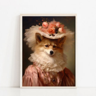 Affiche Lady Fox Vintage Portrait Art Print, Renaissance 