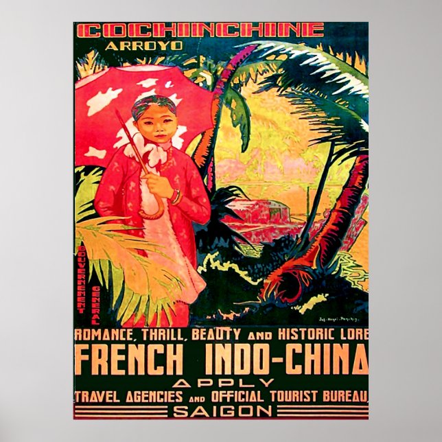 Affiche Lady from Saigon City, Vietnam, vintage travel (Devant)