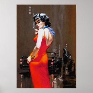 Affiche Lady In Red Dress Art Vintage Pulp Couverture