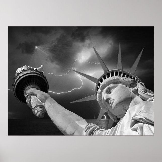 Affiche Lady Liberty sous un ciel orageux (Devant)