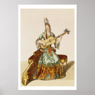 Affiche Lady of Quality Jouant de la Guitare, assiette de