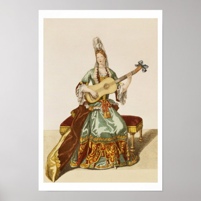 Affiche Lady of Quality Jouant de la Guitare, assiette de  (Devant)