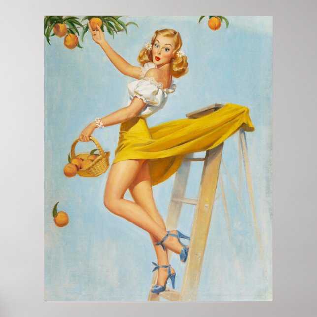 Affiche Lady Picking Peaches Pinceau (Devant)
