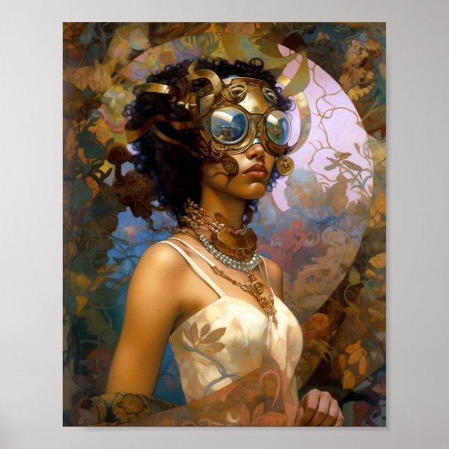 Affiche Lady Portant des lunettes Imaginaire noir Sci-Fi (Devant)