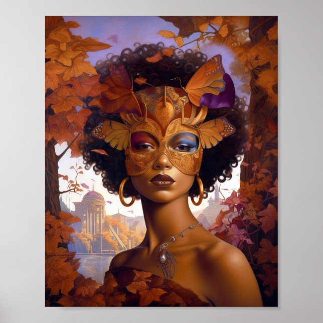 Affiche Lady Portant un Masque Art Imaginaire noir (Devant)
