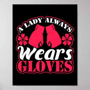 Affiche Lady Porte Des Gants De Boxe Lutter Gymnase Femmes