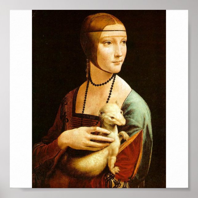 Affiche Lady with an Ermine par Leonardo Da Vinci c. 1490 (Devant)